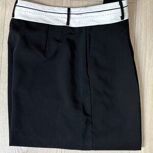 Large Women's - Know One Cares Dress Shorts Black White Belt Loop